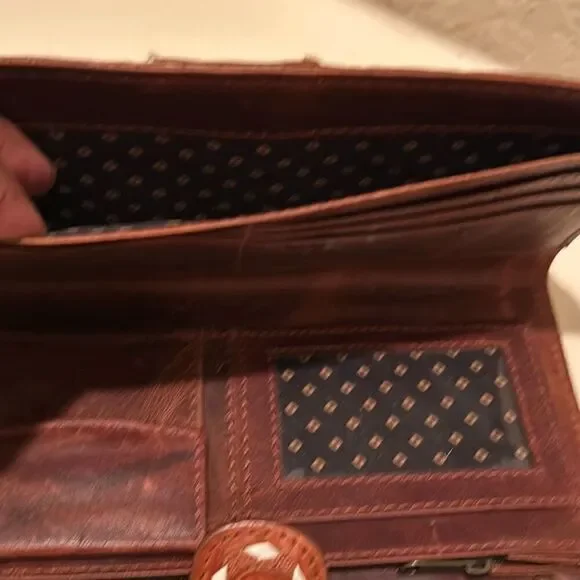 Sexy Little Vintage Leather And Cowhair Western Wallet On Chain Black Brown New - Picture 8 of 13